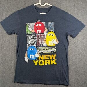 Mars M&M's World New York City Gray Graphic T-shirt‎ Red Yellow Blue Size L
